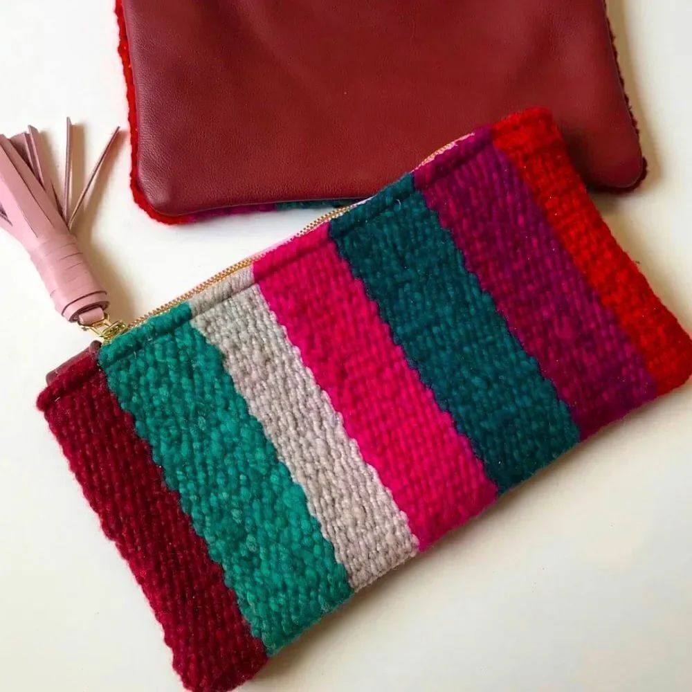 Sarah Sharp Artisan Knit Clutch Purse with Tassel Zipper